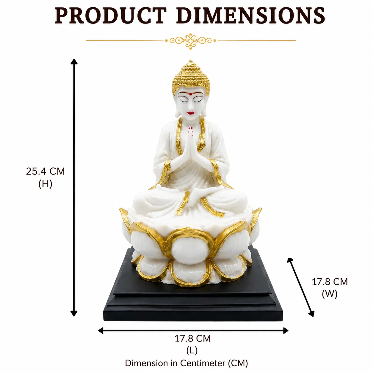 Namaste Buddha Idol – Meditating Resin Statue on Lotus, 10 Inch - Image 6