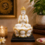 Namaste Buddha Idol – Meditating Resin Statue on Lotus, 10 Inch