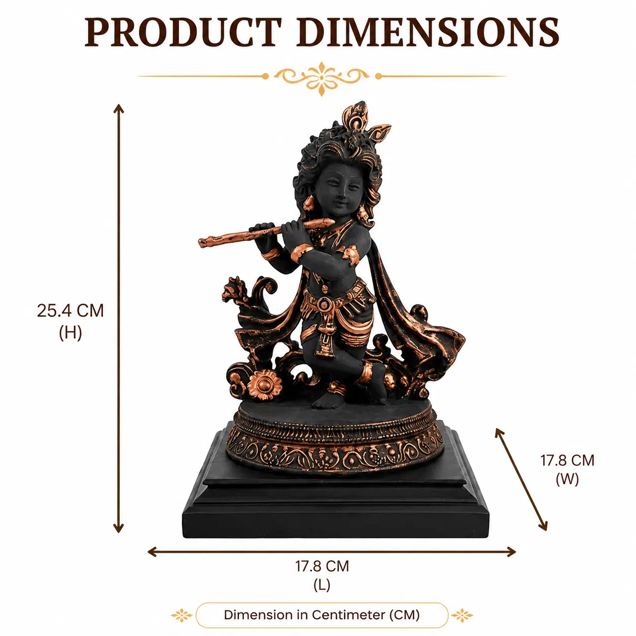Bal Gopal Idol Antique Black & Copper – Krishna Flute Statue - Image 6