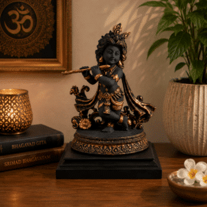 Bal Gopal Idol Antique Black & Copper – Krishna Flute Statue