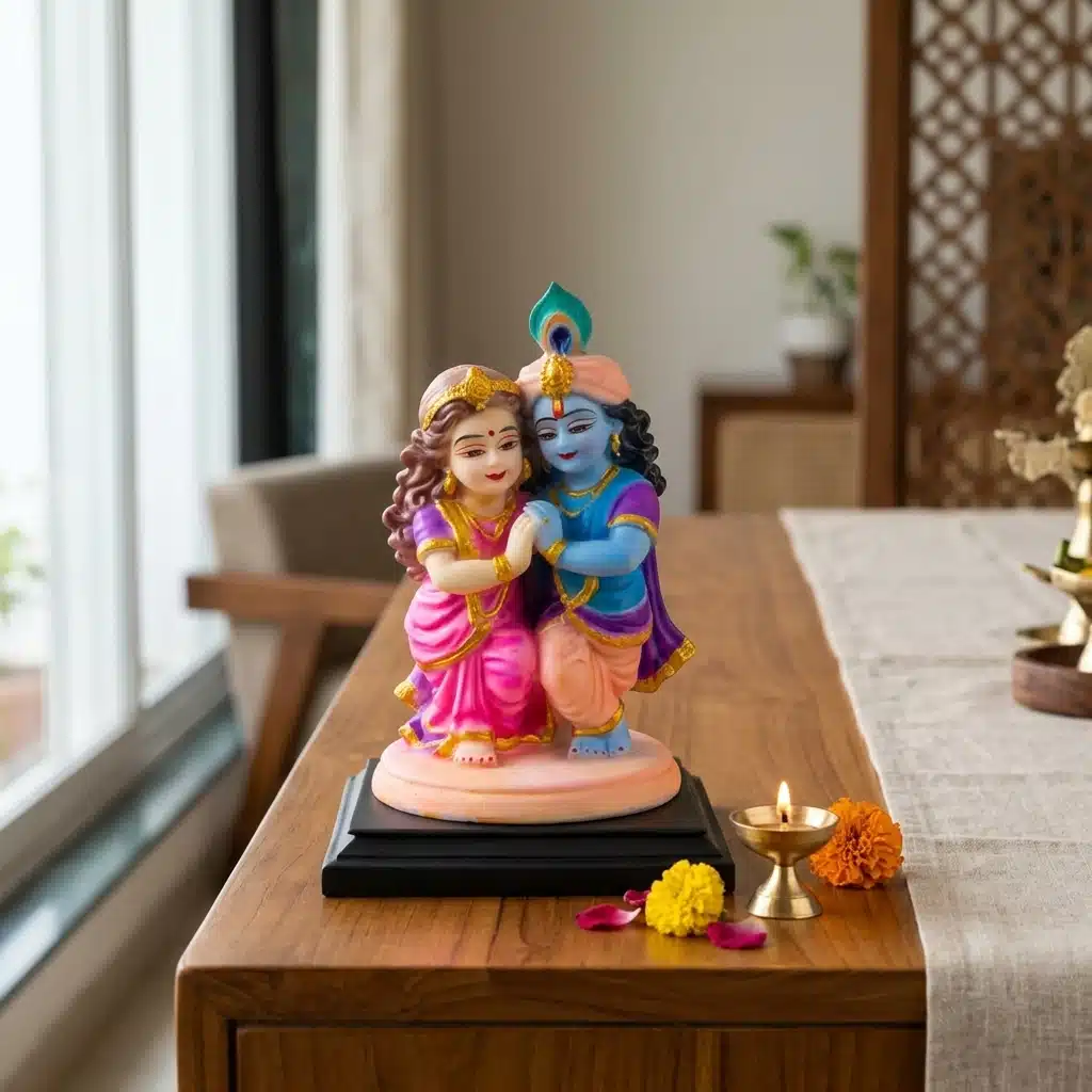 Radha Krishna Idol Multicolor – 10 Inch Resin Murti for Home - Image 4