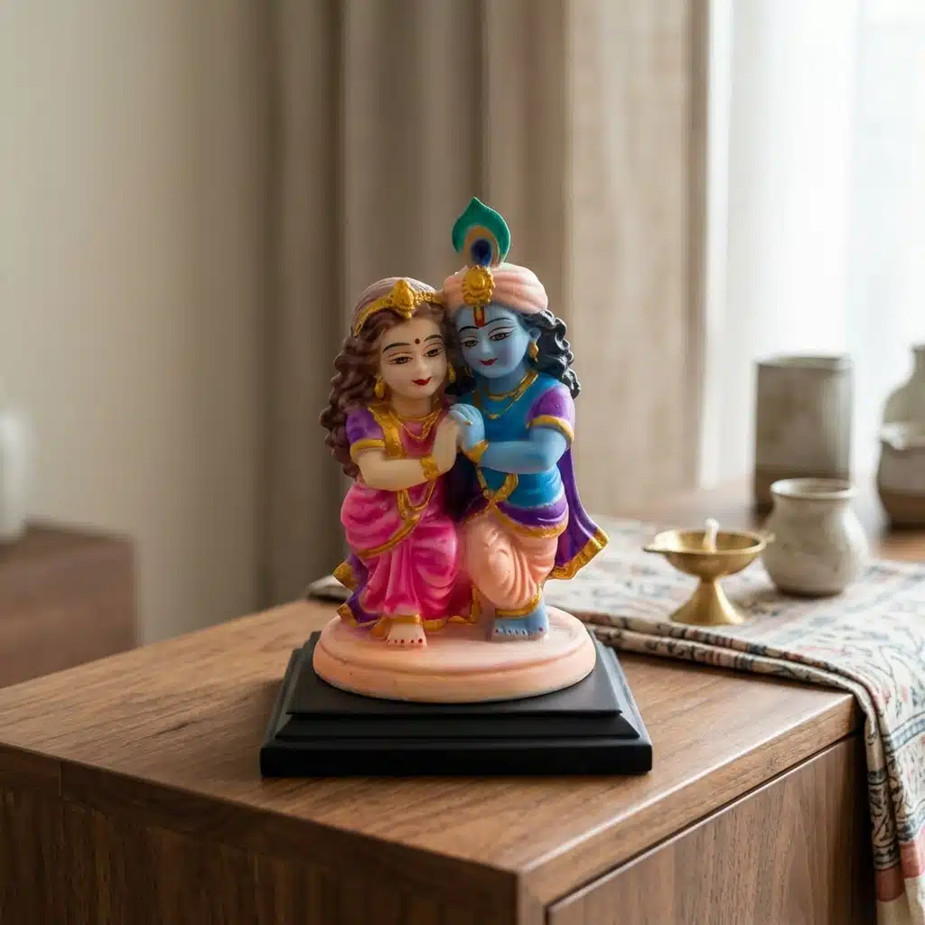 Radha Krishna Idol Multicolor – 10 Inch Resin Murti for Home - Image 2