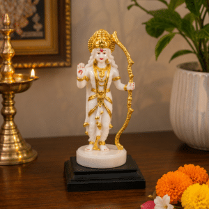 Shri Ram Idol White & Gold – 10 Inch Resin Lord Ram Murti