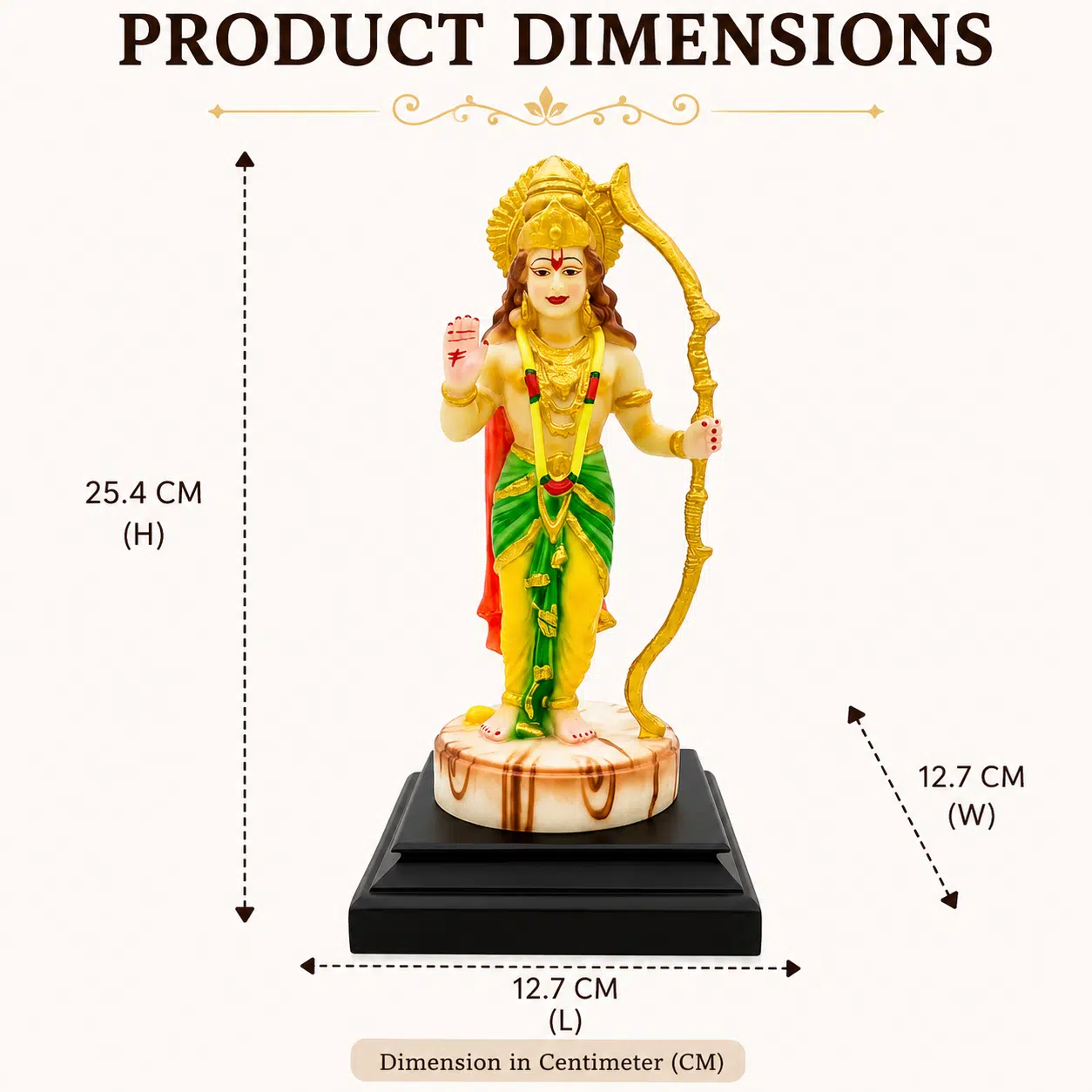 Shri Ram Idol Multicolor – Lord Ram Murti with Bow, 10 Inch - Image 6