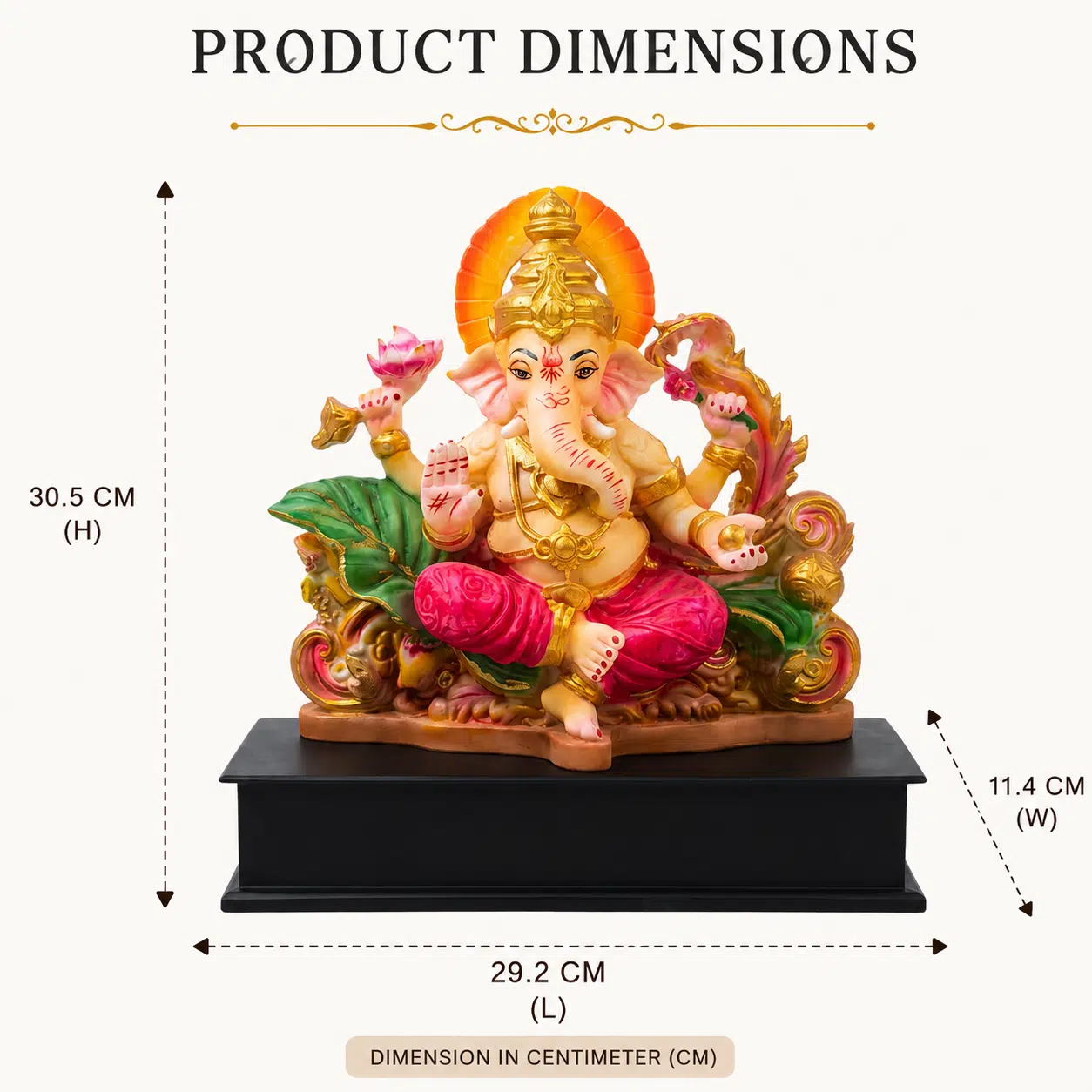 Ganesha Idol on Lotus Throne – Multicolor Resin Ganpati Statue - Image 6