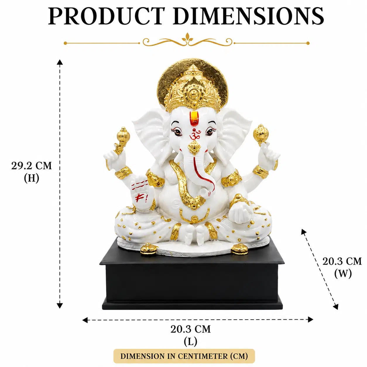 Vedas Siddhi Aura Ganesha Idol (White & Gold) | Premium Lord Ganesha Murti | Handcrafted Resin Ganpati Statue for Home Temple, Living Room & Office | Spiritual Showpiece | Ganesh Chaturthi, Housewarming & Diwali Gift - Image 6