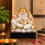 White and Gold Ganesha Idol – Kamal Vaibhav Resin Ganpati Murti