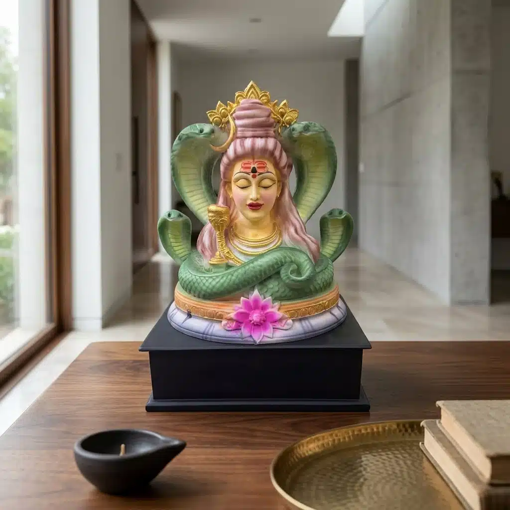 Shiva Idol Multicolor – Divine Aura Mahadev Murti with Sheshnag - Image 4