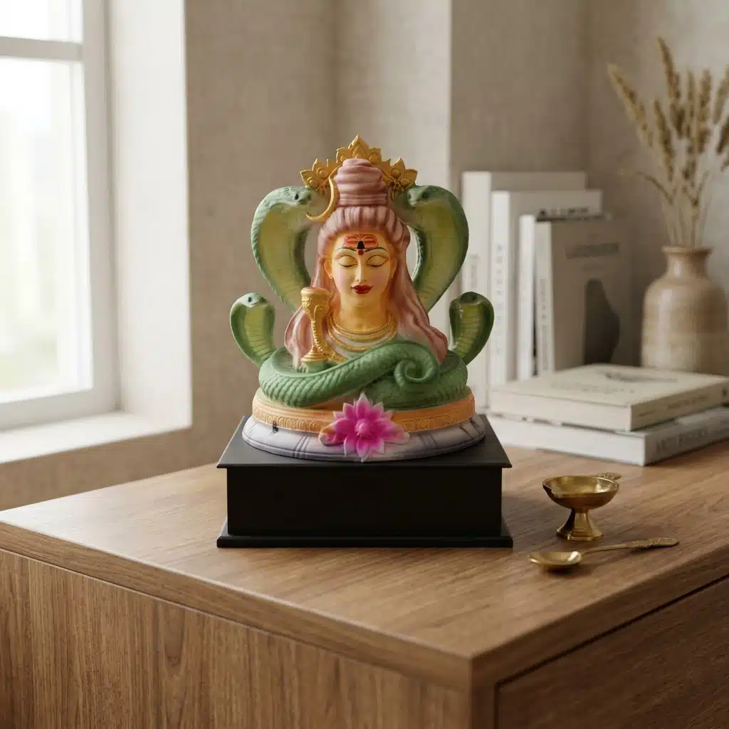 Shiva Idol Multicolor – Divine Aura Mahadev Murti with Sheshnag - Image 3
