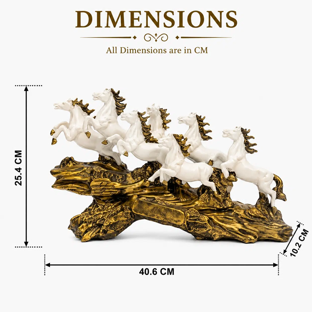 7 Horse Showpiece White - Vedas Royal Gallop Resin Sculpture - Image 6