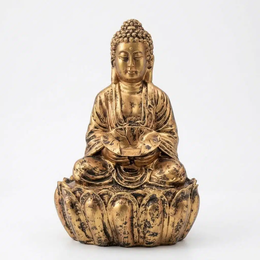 Tabletop Water Fountain - Meditating Buddha Resin Indoor Waterfall - Image 4