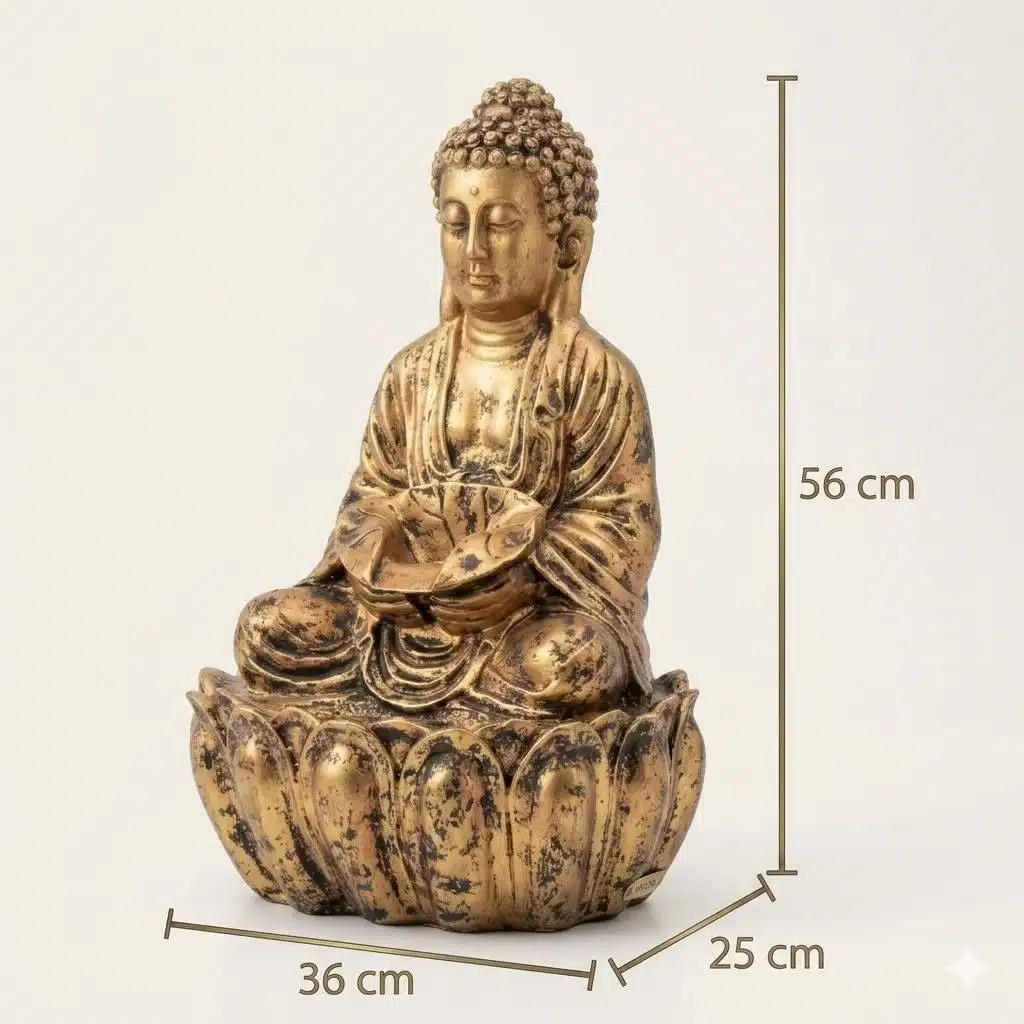 Tabletop Water Fountain - Meditating Buddha Resin Indoor Waterfall - Image 5