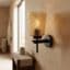 Modern Amber Crystal Glass Wall Light - Matte Black E27 Sconce