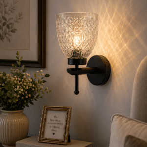 Modern Black Glass Wall Light - Crystal Glass E27 Wall Sconce