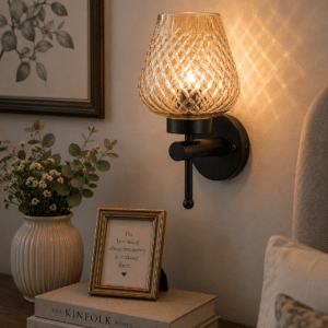 Modern Black Crystal Glass Wall Light - E27 Decorative Sconce