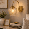 Vintage Brass Crystal Glass Wall Light - E27 Indoor Wall Sconce