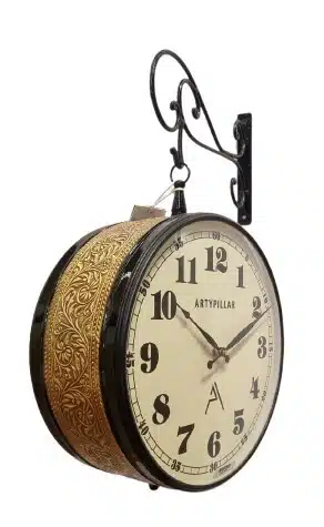 VEDAS Imperial Vintage Royale Double-Sided Hanging Wall Clock | Antique Gold Decorative Station Clock (12 inch) - Image 4