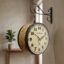 VEDAS Imperial Vintage Royale Double-Sided Hanging Wall Clock | Antique Gold Decorative Station Clock (12 inch)
