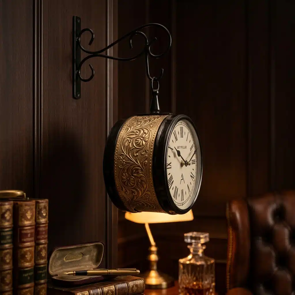 VEDAS Imperial Vintage Royale Double-Sided Hanging Wall Clock | Antique Gold Decorative Station Clock (6 inch) - Image 2