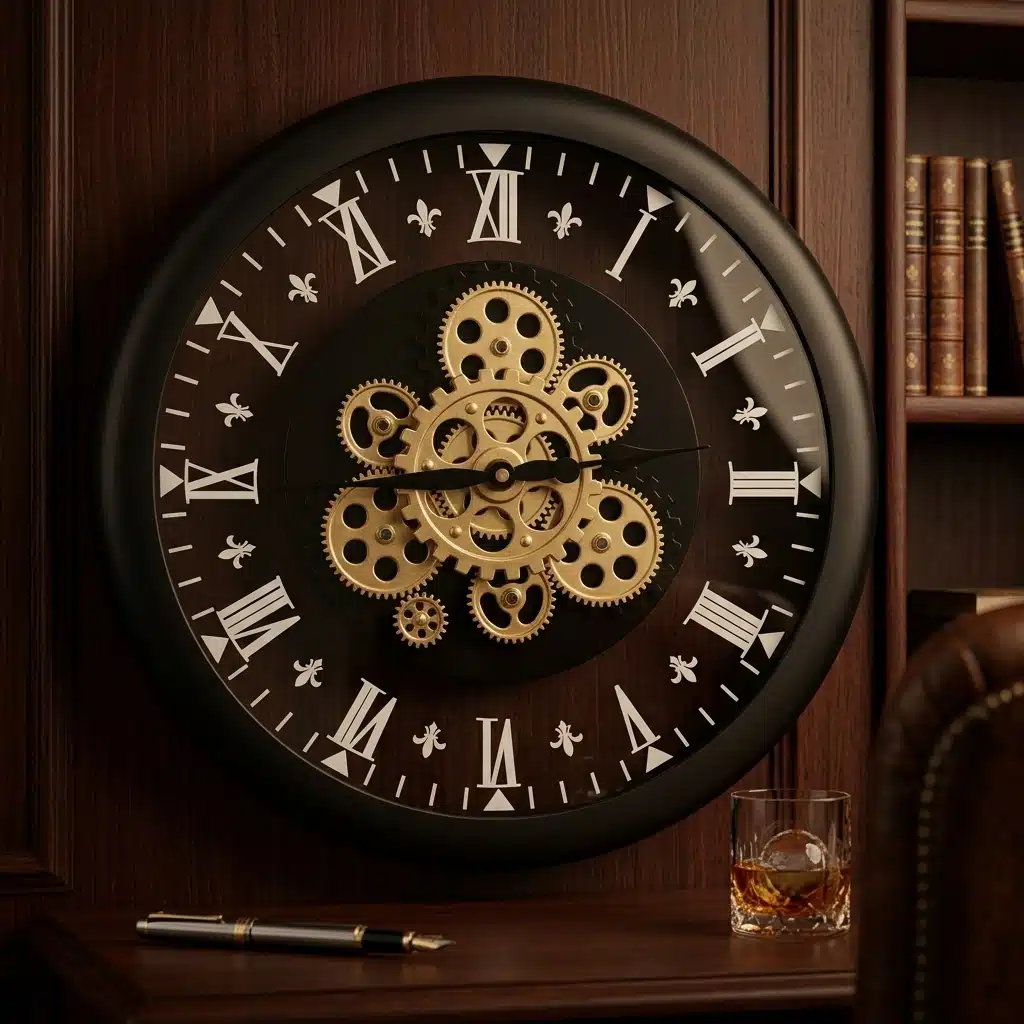 VEDAS Steampunk Royale Moving Gear Wall Clock | Vintage Roman Numeral Designer Clock - Image 3