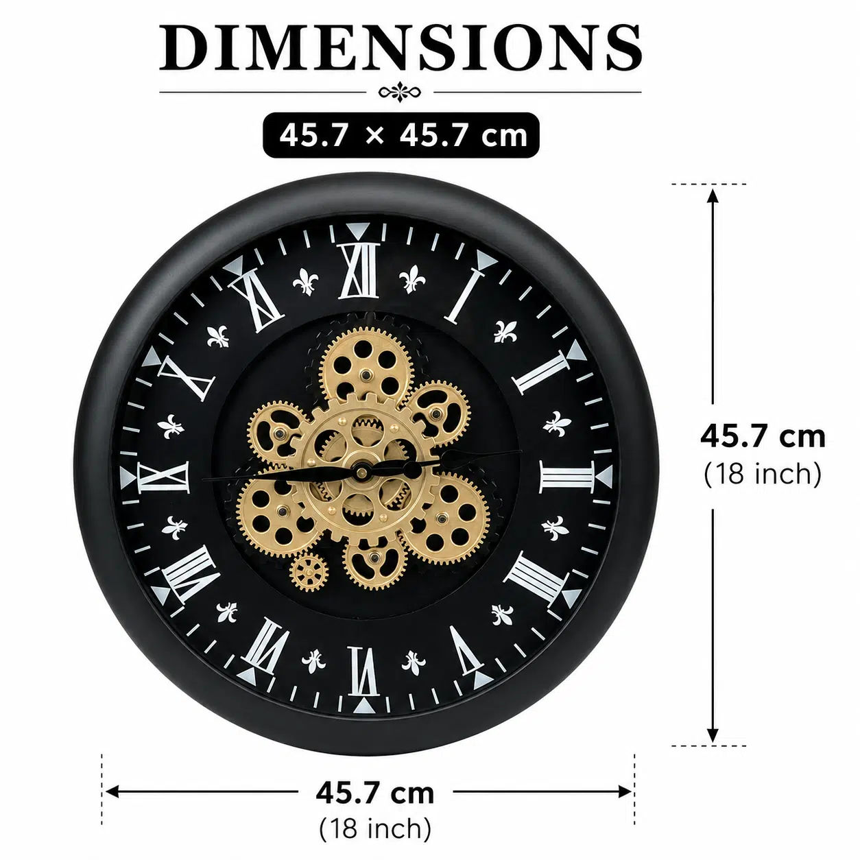 VEDAS Steampunk Royale Moving Gear Wall Clock | Vintage Roman Numeral Designer Clock - Image 5