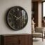 VEDAS Midnight Gear Roman Wall Clock | Steampunk Black Designer Clock with Vintage Gear Art