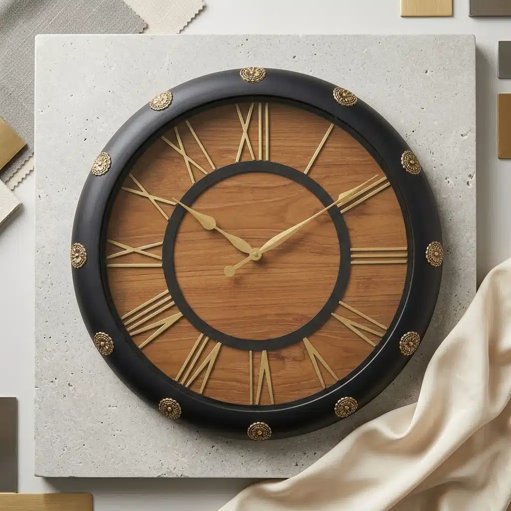 VEDAS Royal Oak Roman Wall Clock | Premium Wooden Finish Designer Clock with Gold Roman Numerals - Image 2
