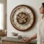 VEDAS Heritage Gear Roman Wall Clock | Wooden Finish Steampunk Designer Clock with Decorative Gears