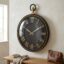 VEDAS Royal Pocket Watch Wall Clock | Vintage Black & Gold Roman Numeral Designer Clock