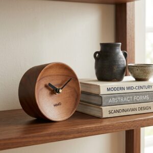 VEDAS Nordic Wood Pebble Table Clock | Minimal Solid Wood Designer Desk Clock