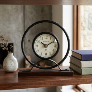VEDAS Orbit Minimal Decorative Table Clock | Modern Ring Designer Desk Clock