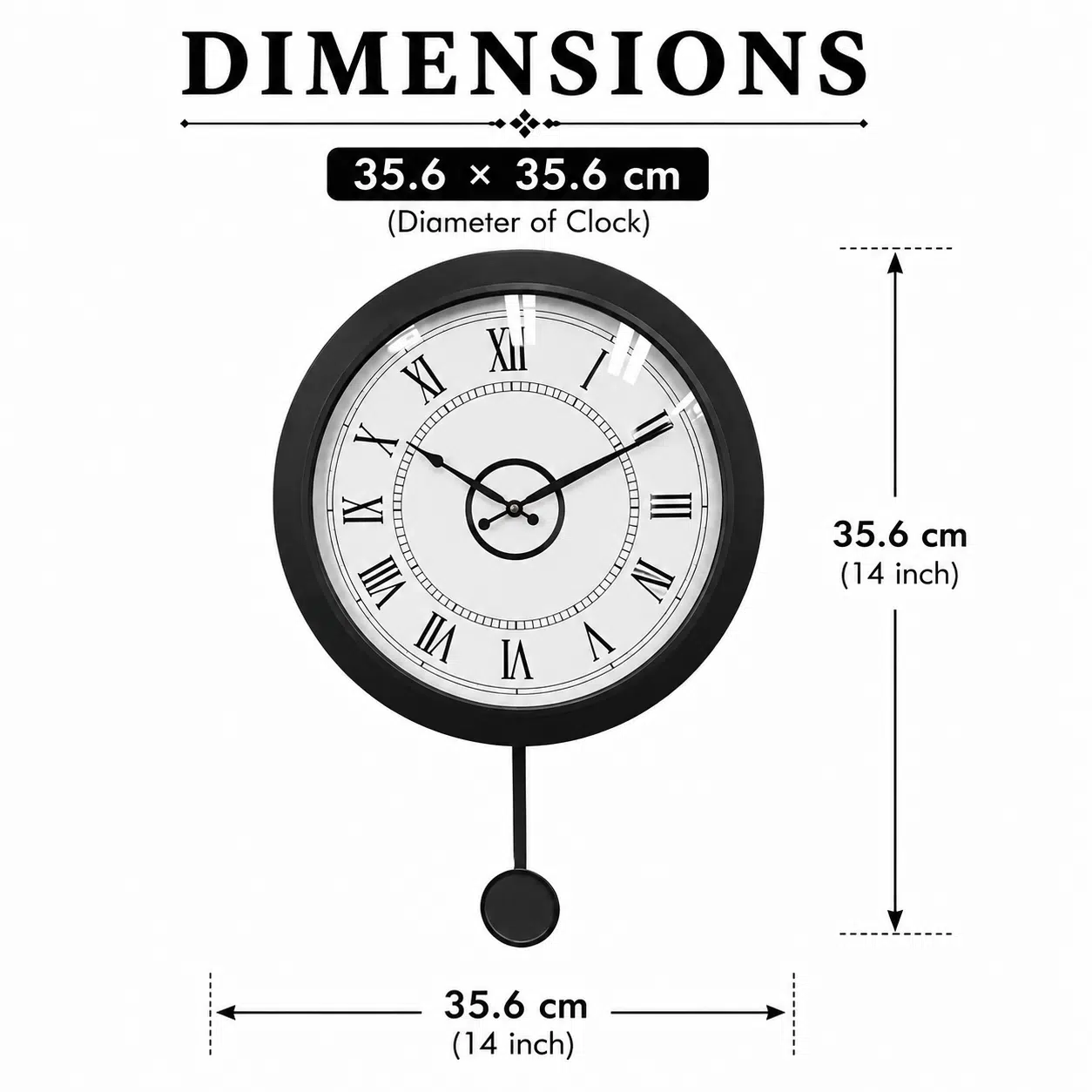 VEDAS Vintage Pendulum Wall Clock | Classic Roman Numeral Designer Clock - Image 5