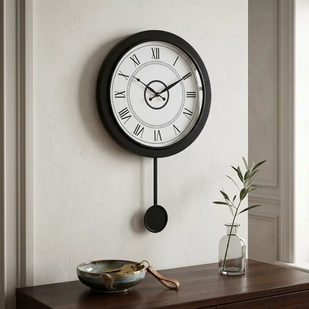 VEDAS Vintage Pendulum Wall Clock | Classic Roman Numeral Designer Clock - Image 2