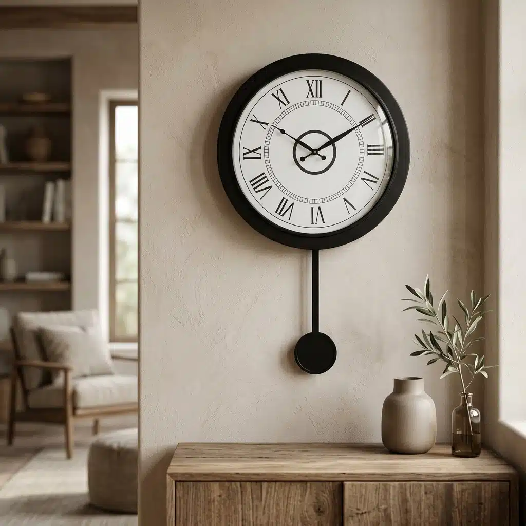 VEDAS Vintage Pendulum Wall Clock | Classic Roman Numeral Designer Clock