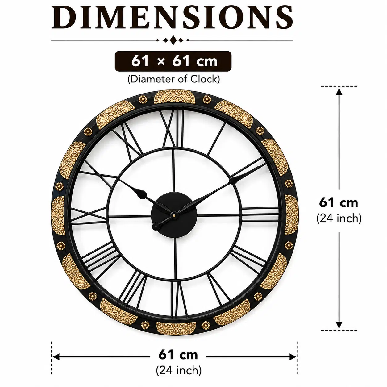 VEDAS Royal Skeleton Roman Wall Clock | Premium Open Frame Vintage Designer Clock - Image 4