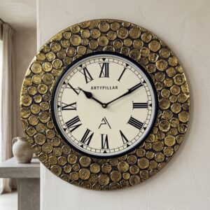 VEDAS Royal Coin Roman Wall Clock | Vintage Gold Medallion Designer Clock