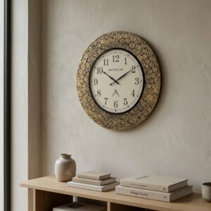 VEDAS Royal Victorian Mosaic Decorative Wall Clock | Vintage Gold Medallion Designer Clock