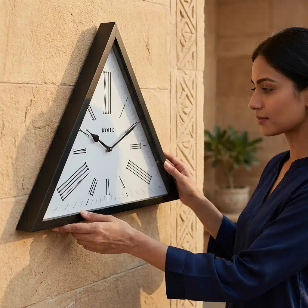 VEDAS Triora Modern Triangle Wall Clock | Minimal Geometric Designer Clock (18 inch) - Image 3