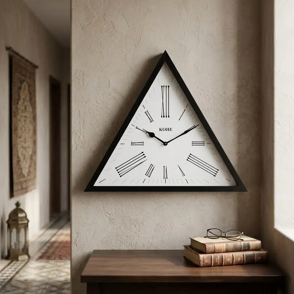 VEDAS Triora Modern Triangle Wall Clock | Minimal Geometric Designer Clock (18 inch) - Image 2