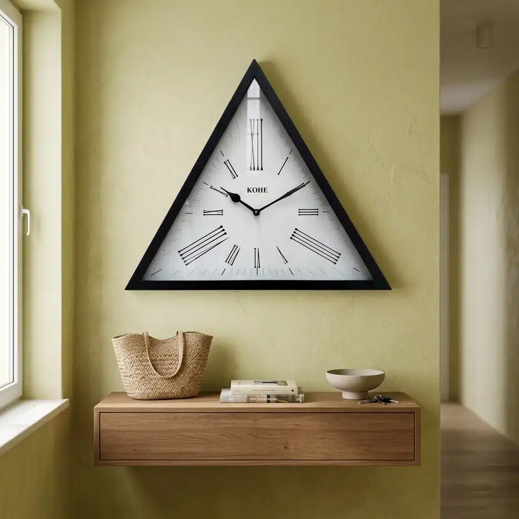 VEDAS Triora Modern Triangle Wall Clock | Minimal Geometric Designer Clock (18 inch)