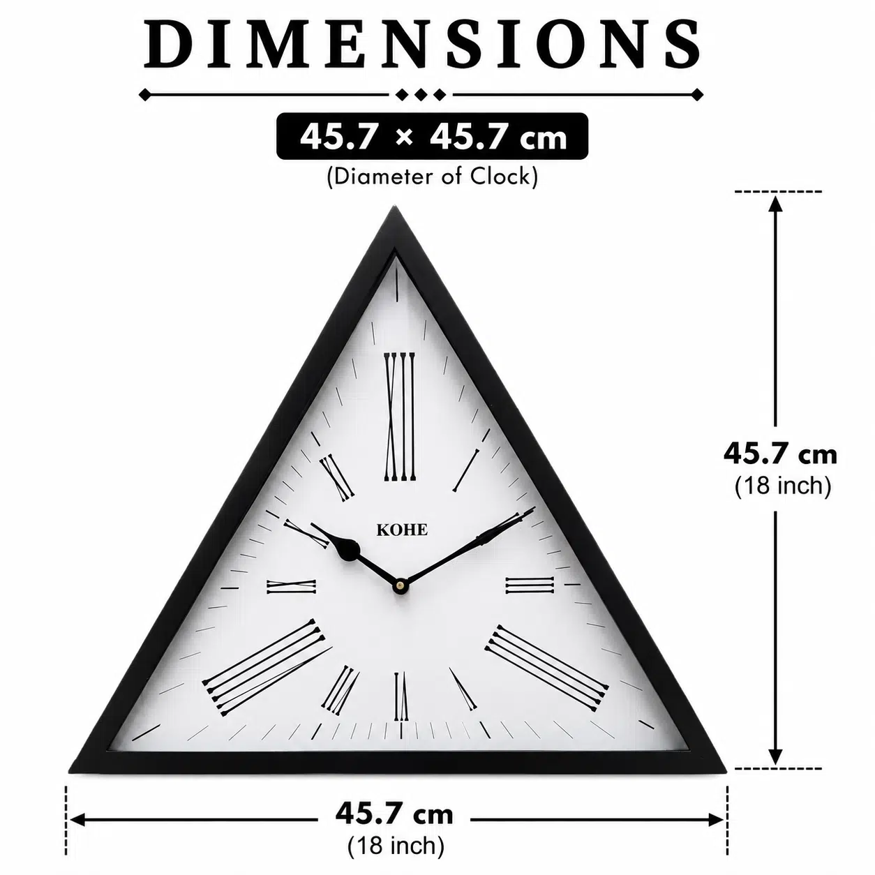 VEDAS Triora Modern Triangle Wall Clock | Minimal Geometric Designer Clock (18 inch) - Image 5