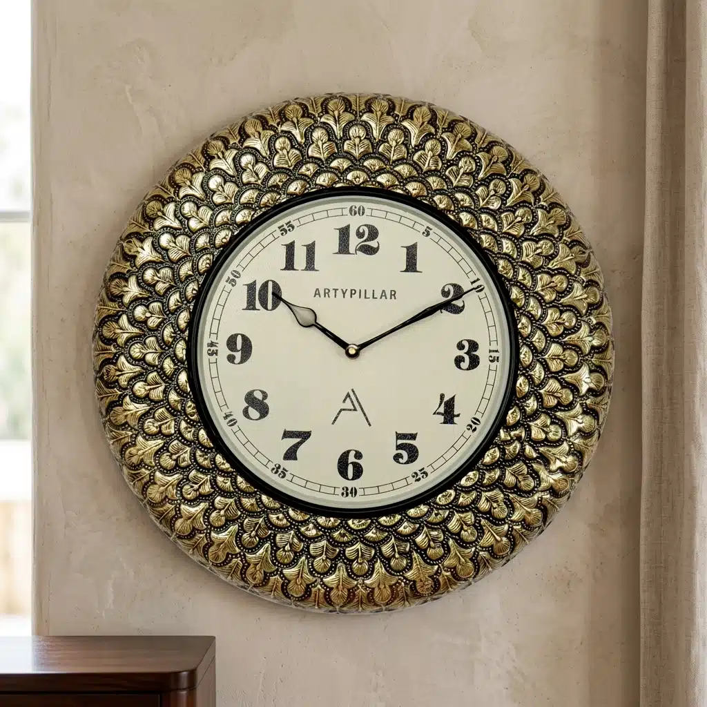 VEDAS Royal Petal Heritage Wall Clock | Vintage Floral Designer Clock