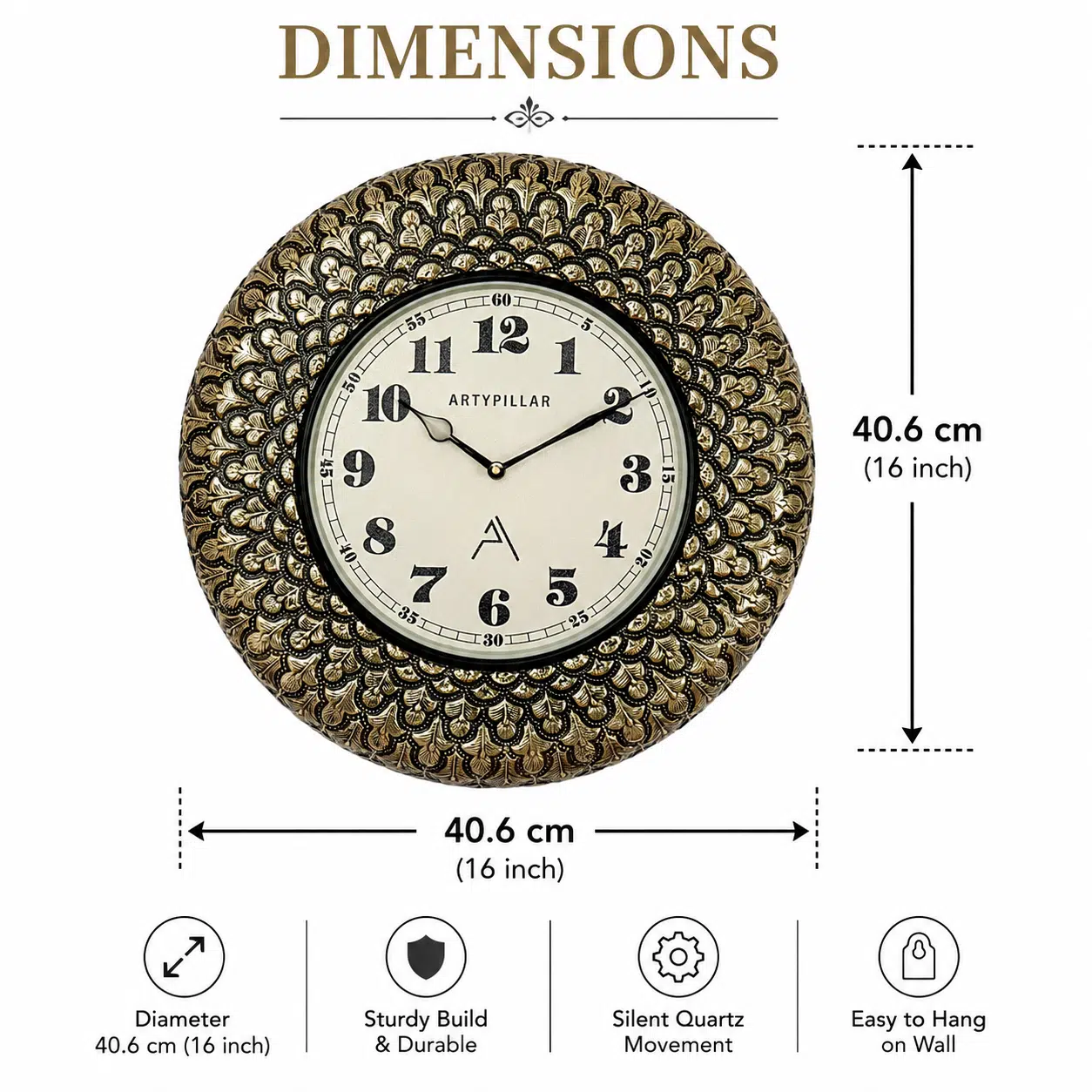 VEDAS Royal Petal Heritage Wall Clock | Vintage Floral Designer Clock - Image 5
