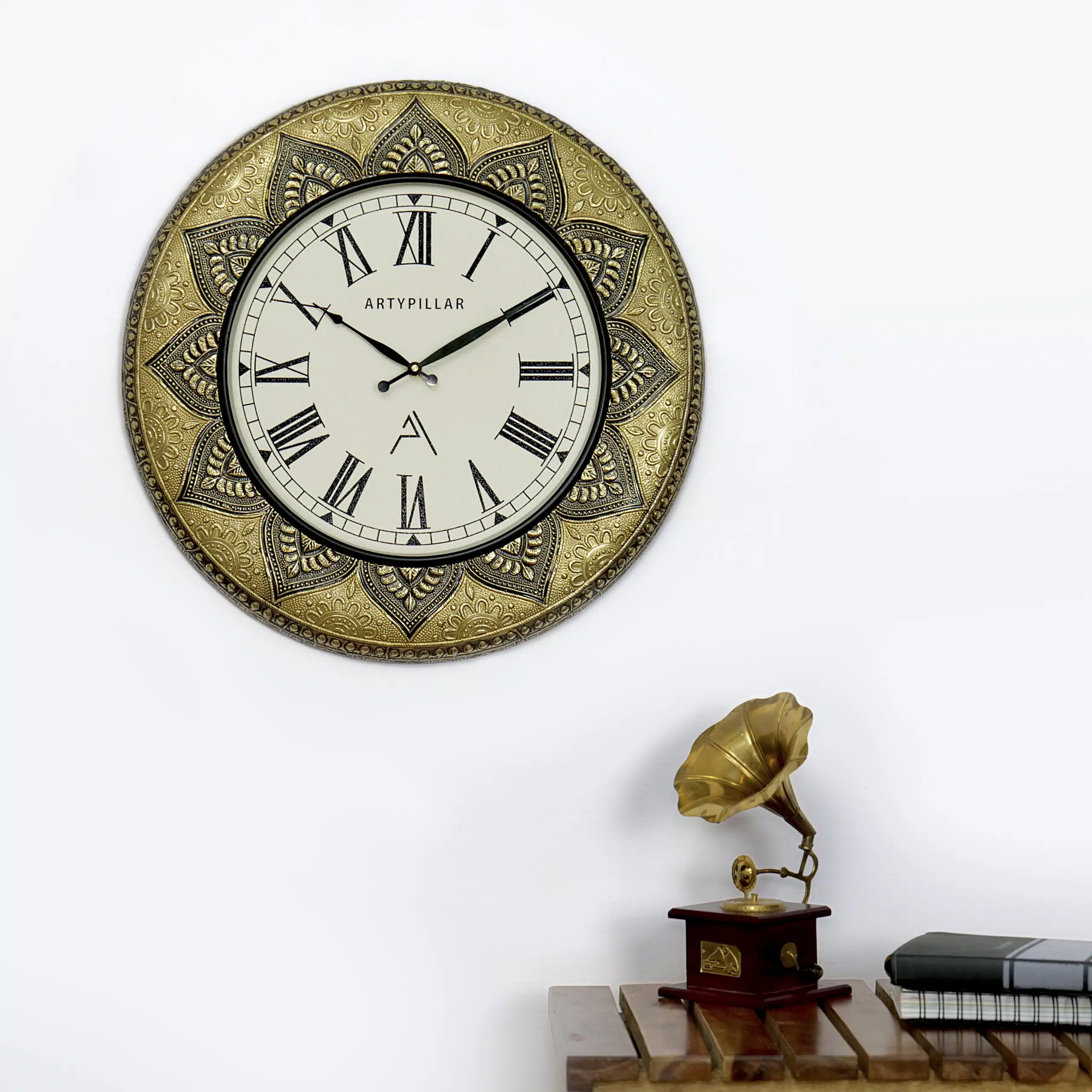 VEDAS Royal Mandala Roman Wall Clock | Vintage Lotus Pattern Designer Clock - Image 3