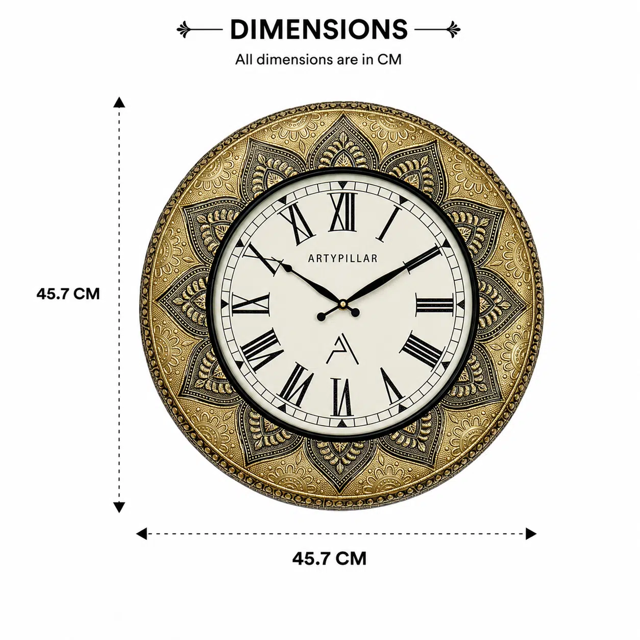 VEDAS Royal Mandala Roman Wall Clock | Vintage Lotus Pattern Designer Clock - Image 5
