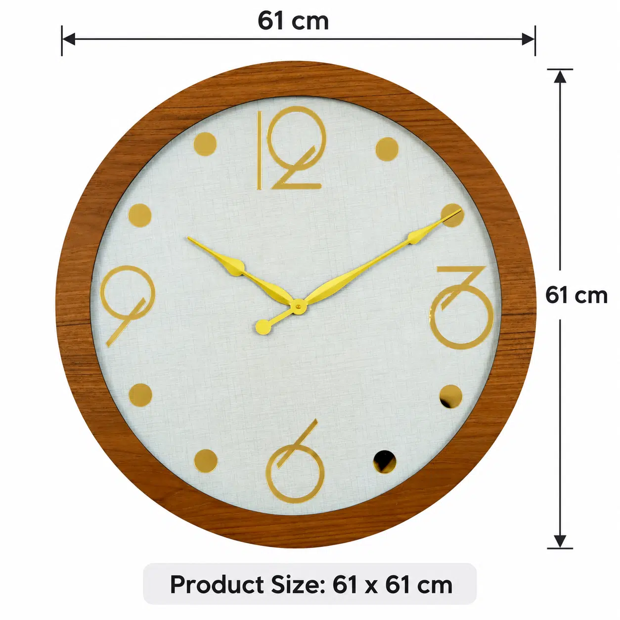 VEDAS Nordic Gold Wall Clock | Modern Wooden Frame Designer Clock with Gold Accents - Image 4