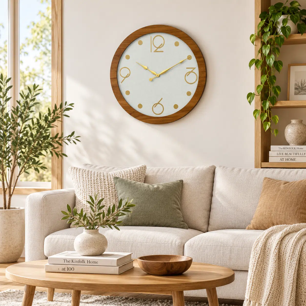VEDAS Nordic Gold Wall Clock | Modern Wooden Frame Designer Clock with Gold Accents - Image 2
