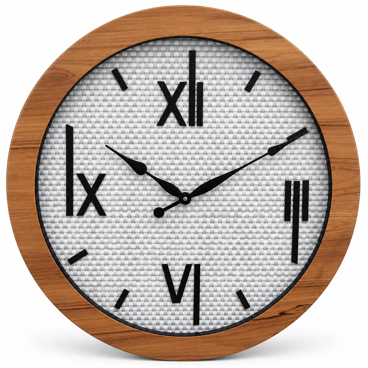 VEDAS Nordic Weave Roman Wall Clock | Modern Wooden Frame Designer Clock - Image 3