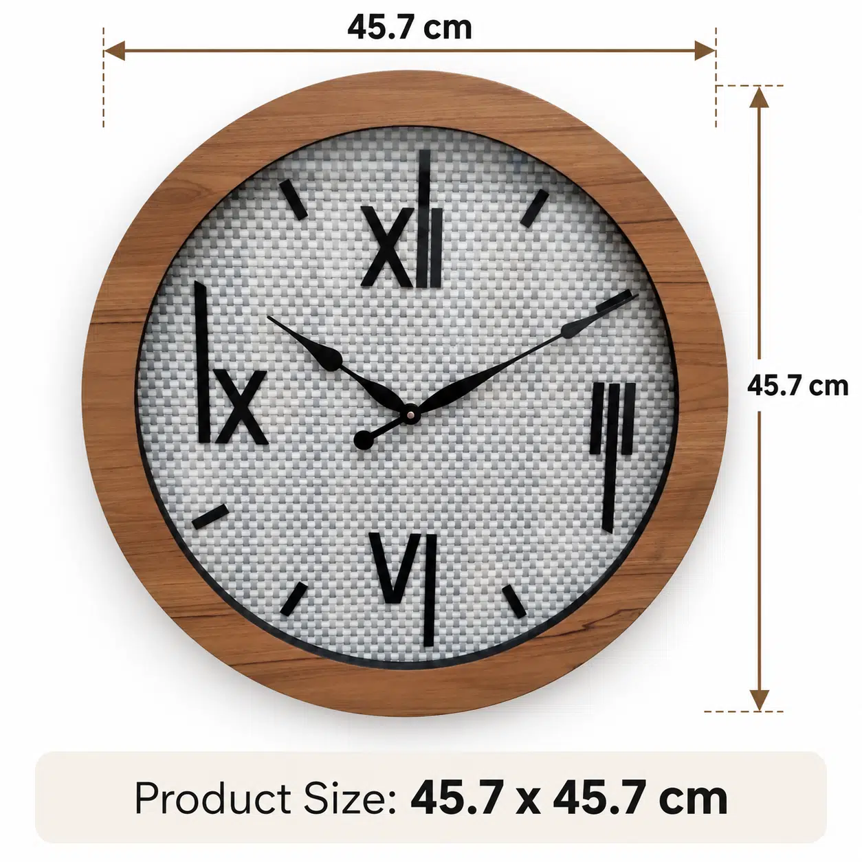 VEDAS Nordic Weave Roman Wall Clock | Modern Wooden Frame Designer Clock - Image 4
