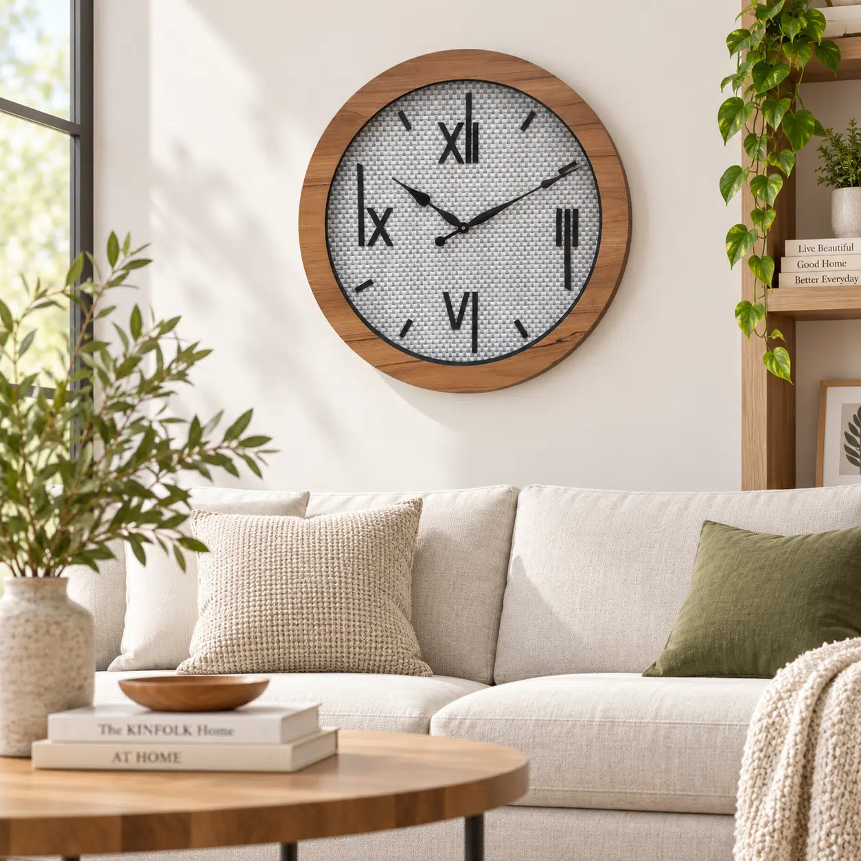 VEDAS Nordic Weave Roman Wall Clock | Modern Wooden Frame Designer Clock - Image 2